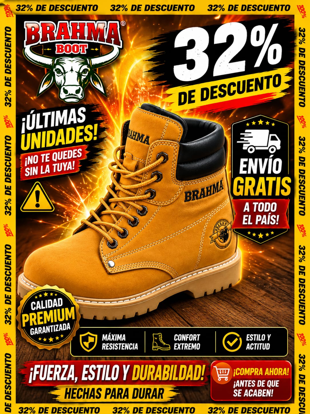 BOTA BRAHMA CLASICA CUERO + CAJA ⚜️