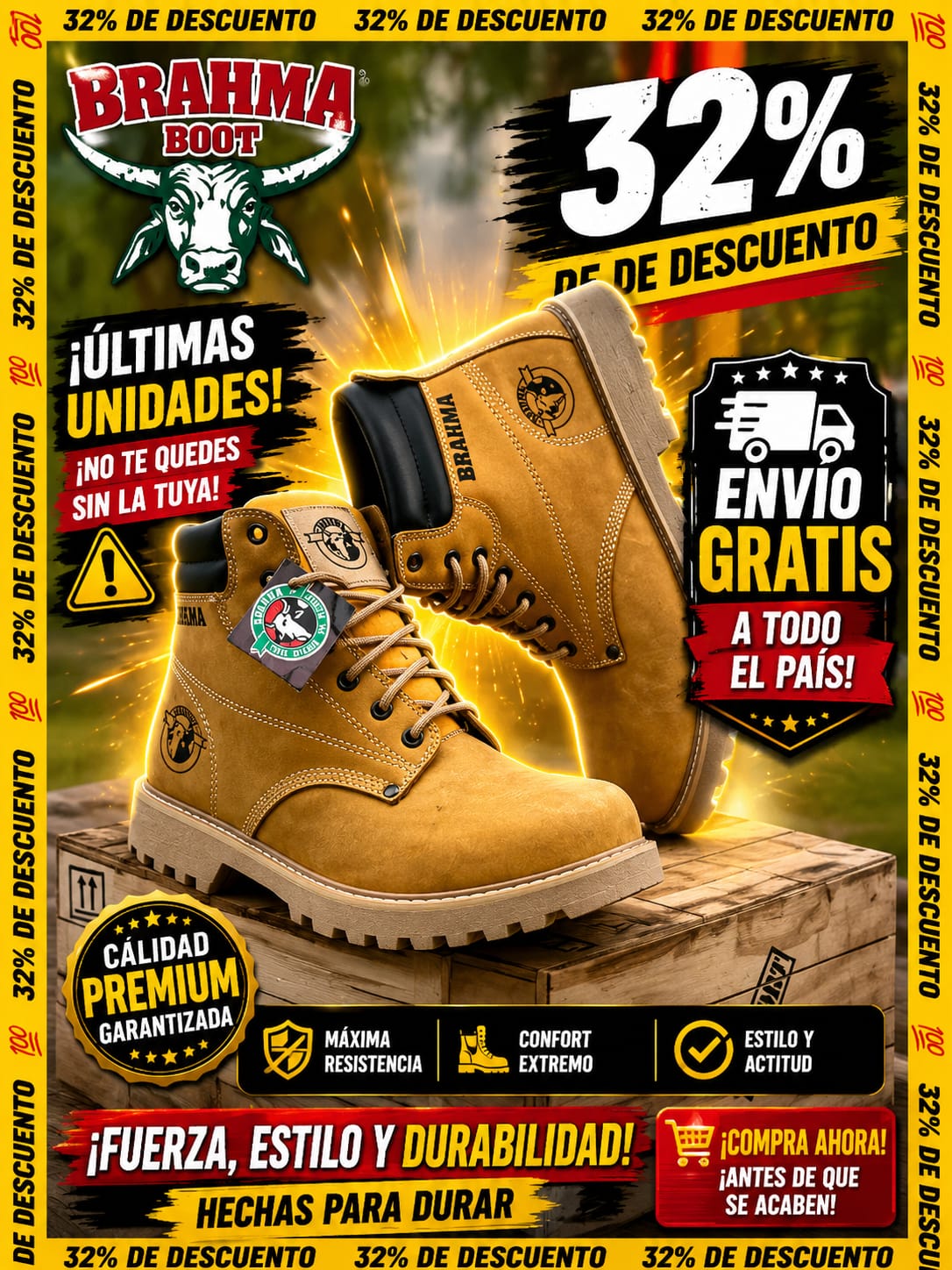 BOTA BRAHMA CLASICA CUERO + CAJA ⚜️