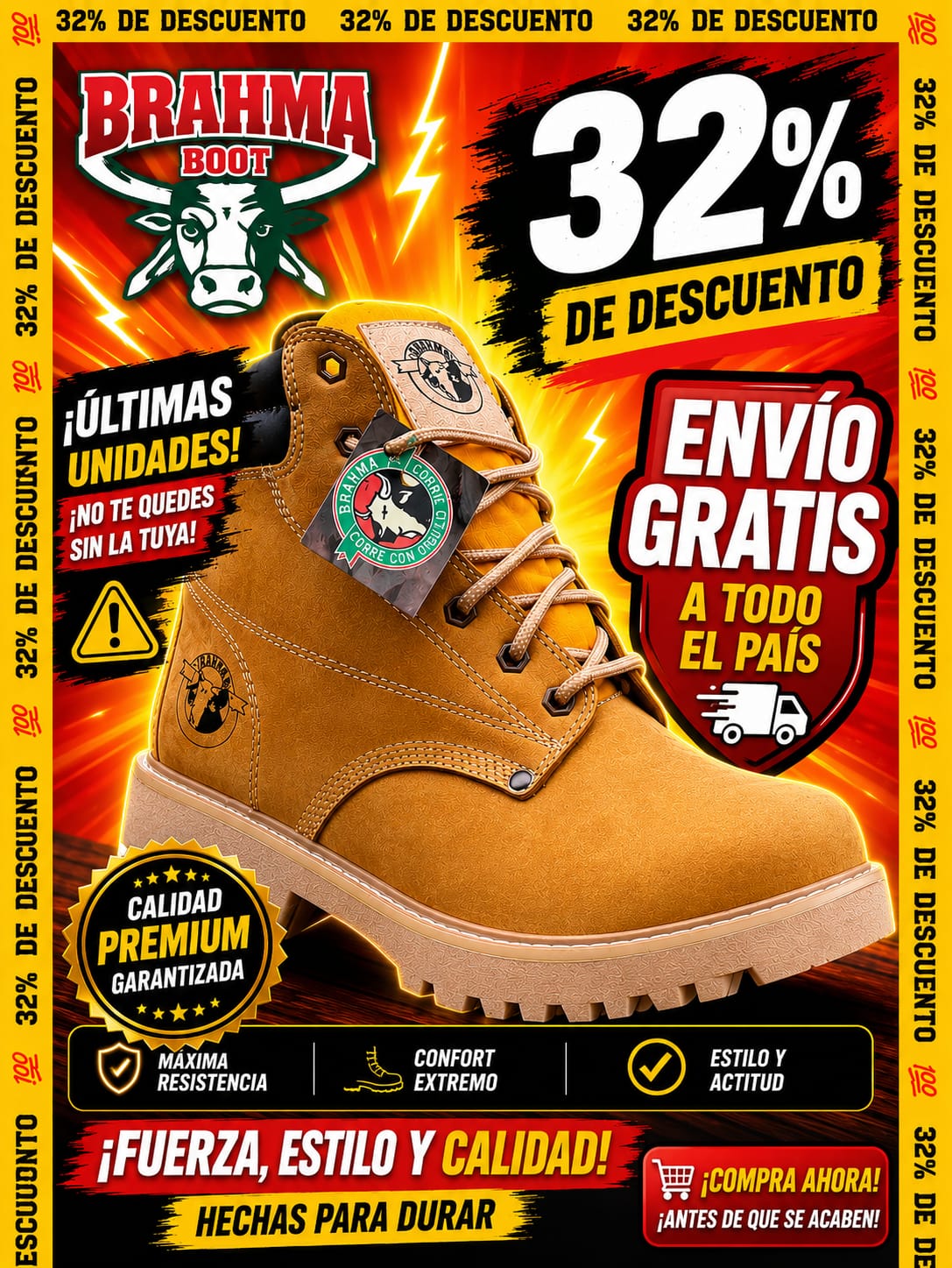 BOTA BRAHMA CLASICA CUERO + CAJA ⚜️
